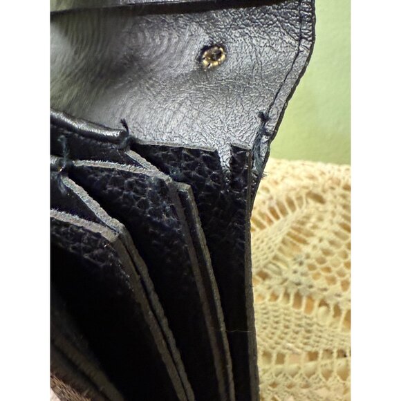 Vintage 60s Mini Black Pebble Leather Purse Escutcheon Clasp - Picture 4 of 16